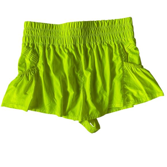 FP Movement The Way Home Shorts Neon Yellow Large Lined Active Running Gym - Picture 10 of 13